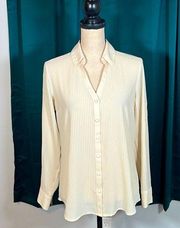 Women's Portofino Express long sleeve button-down shirt, cream, Sz M