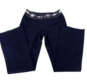 INC super cute black flare pants w/ flowered waistband front zipper GUC