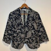 CAbi Vintage Eliza Brocade Embroidered Floral Single Button Blazer