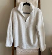 Thread & Supply white teddy super comfy quarter zip pullover
