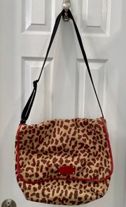 Brown and Red Cheetah print messenger bag