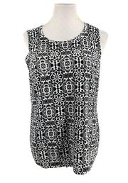 Chico’s Black & White Tile Mosaic Print Sweater Tank Top Size Large