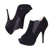 Bonnibel Booties Suede Black Open Toe Stiletto Heel Shoes Size 7.5M