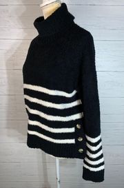 black striped turtleneck sweater size M