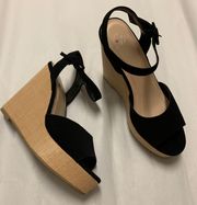 Delicious Women's Shoes Black Open Toe High Platform Wedge Sandal Size 8