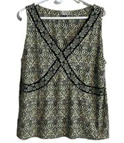 Tahari Sleeveless Top Stretch Boho Bohemian Slinky Material 20W Plus Size V-neck