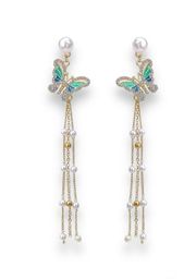 Elegant Butterfly Tassel Chain Dangle Drop Earrings for Women