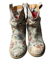 Dingo Women's Multicolor Floral Leather Snip Toe Ankle Bootie Boots Size 8