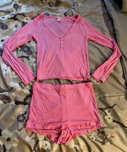 Victoria's Secret  Pink long sleeve top and shorts set