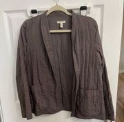 Eileen Fisher jacket light open front pockets lagenlook size small pockets gray