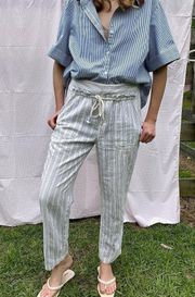 Striped Straight Leg linen & cotton Pants