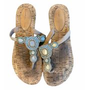 Tommy Bahama beaded leather and cork sandal