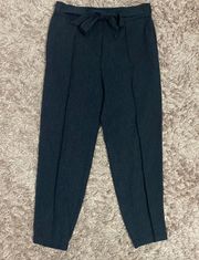 Grey Tie Waist Pleated Pants