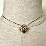 Jones New York gold tone small square pendant necklace