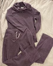 Large Purple Plaid Matching Fleece Set