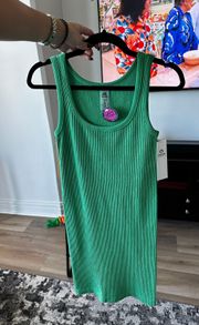 Green Ribbed Mini Dress