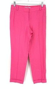 Diane Von Furstenberg Women's Size 0 Pink Crop Pants Folded Hem Flat Front *READ