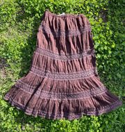 Vintage Brown Tiered Skirt