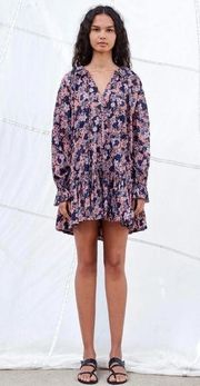 Sundry Oceana Dress Size 1 Navy and Pink Floral Size Small NWOT Anthropologie