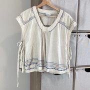 Steven Alan embroidered bohemian silk knit blouse