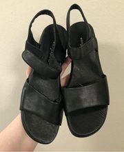 Easy Spirit NWOT Women's Black Open Toe Wedge Adjustable Sandals size 8.5 flawed