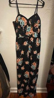 Black, Pink, and Blue Floral Xhilaration Jumpsuit - size large