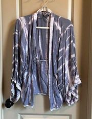 Blue Tie Dye Open Front Kimono