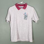 Vintage LL Bean 80 Year Polo Collared T-Shirt Grey Pink Women’s Medium