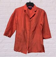 Charter Club silk button front burnt orange short sleeve sz small
