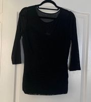 Black Mesh Long Sleeve Top