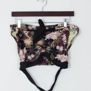 Athleta Floral Print Brown Halter Bikini Swimsuit Set