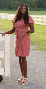 Pink Floral Midi Dress