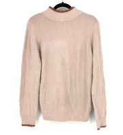 Bohme Womens Size Medium Fuzzy Sweater Pale Pink Mock Neck Long Sleeve *FLAW