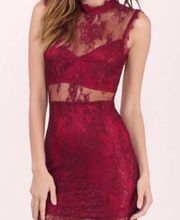 Tobi Red Lace Open Back Dress