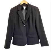 CHARTER CLUB Petite black cropped one button pocket blazer 8P