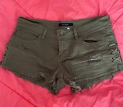 Army Green Low Rise Jean Shorts