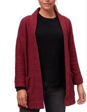 Marine‎ Layer Birdseye Open Long Cardigan Burgundy Women Size Large Pockets