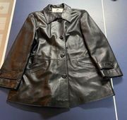 Givenchy Button Down Leather Coat Vintage Size Medium