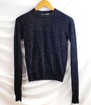 &other stories Wool Metallic light weight sweaters knit shiny black top XS (A-5)
