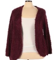 Kensie burgundy eyelash cardigan sz  large