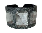 Lucite Glitter & Rhinestone Bracelet Cuff