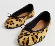 NWOB ASOS Lenor Leather Pony Hair Leopard Flats