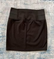 Attention Black Wide Elastic Waistband Mini Skirt 