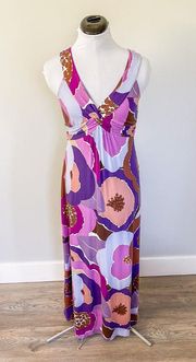 Boden Twist Front Jersey Maxi Dress in Purple Floral