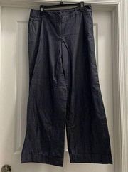 New York & Company Womens 100% Cotton Flat Front Wide Leg Pants Size 12 Gray