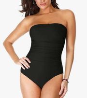 Women's Swimwear Solid Black Underwire Bra One Piece Women's Size 10