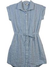 Japna Blue White Stripe Cotton Short Sleeve Dress Size Small