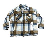 Wool Blend Plaid Oversized Jacket Over Shirt Size M
