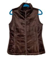 British Khaki Plush Brown Quilted Zip Up Vest