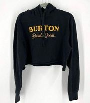 Burton Durable Goods Pullover Hoodie cropped black sweatshirt large raw hem